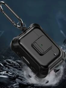 苹果耳机保护壳，男女适用，防震 iPod 保护壳带钥匙扣，兼容 Apple Earphone Pro/Pro2/3rd Gen/4th Gen 2nd Gen 1st Gen 充电盒 2&1 - 黑色 - 查看 1