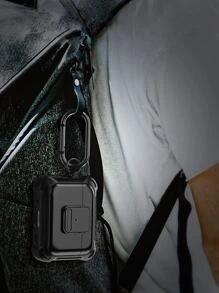 苹果耳机保护壳，男女适用，防震 iPod 保护壳带钥匙扣，兼容 Apple Earphone Pro/Pro2/3rd Gen/4th Gen 2nd Gen 1st Gen 充电盒 2&1 - 黑色 - 查看 7