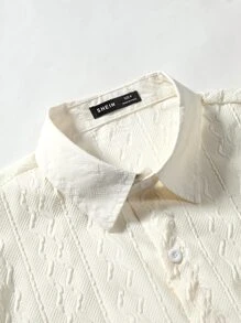 Manfinity Homme Men Solid Button Up Shirt & Drawstring Waist Shorts Without Tee