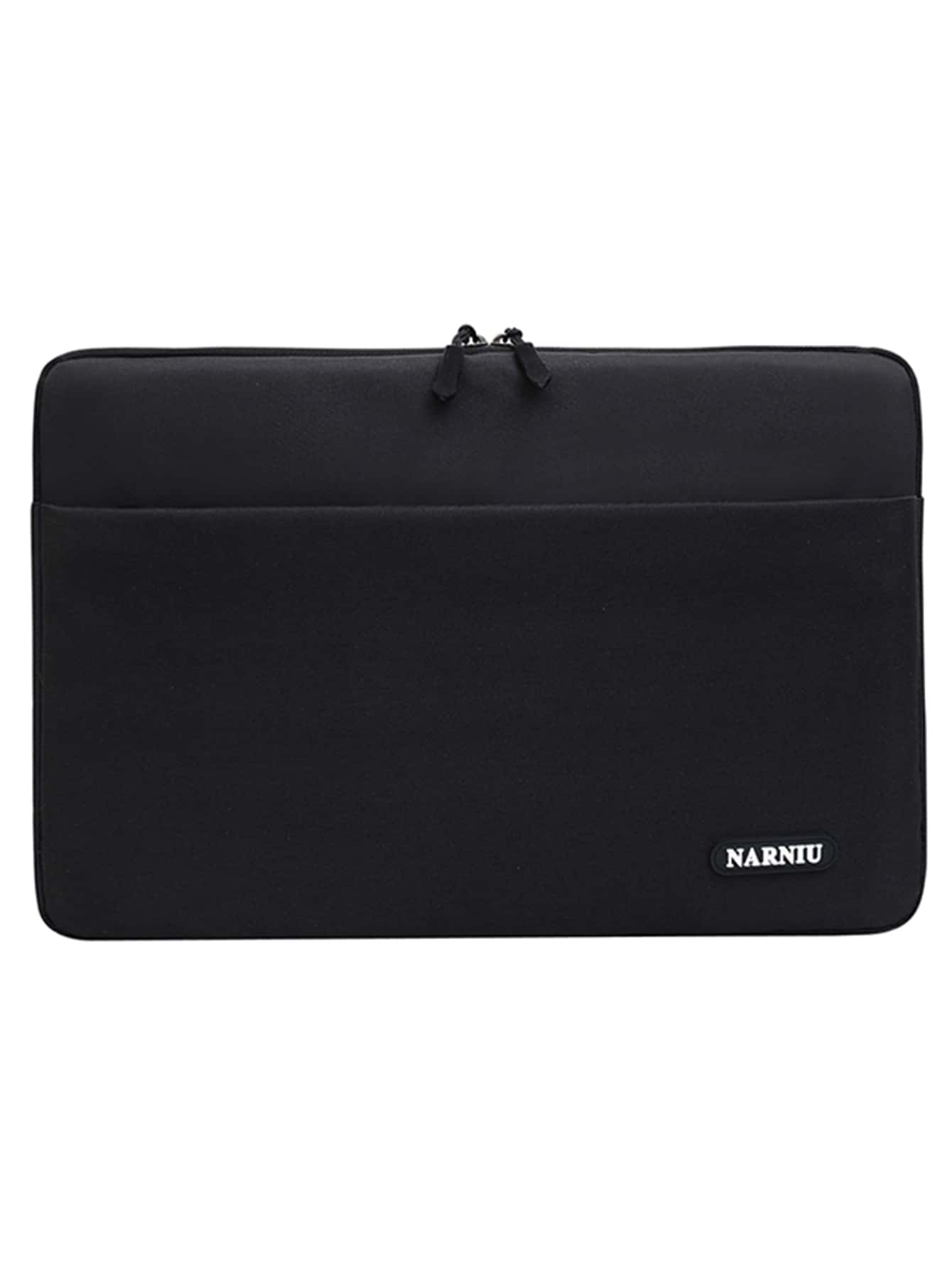 1pc 12 Inch Letter Patch Detail Waterproof Multifunction iPad Bag - Black - View 2