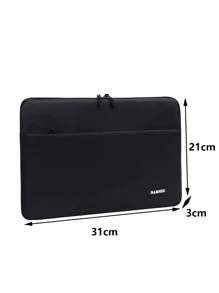 1pc 12 Inch Letter Patch Detail Waterproof Multifunction iPad Bag - Black - View 4