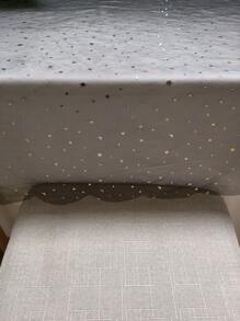 1個用於節日和日常家居裝飾的聚酯閃爍網狀桌布,帶月亮、星星圖案 - 黑色 - 查看 4