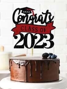 1 pieza papel pastel sombrero de graduación & con diseño de letra pastel Top Decoración para fiesta - Multicolor - Ver 1