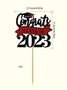 1 pieza papel pastel sombrero de graduación & con diseño de letra pastel Top Decoración para fiesta - Multicolor - Ver 2