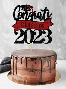 1 pieza papel pastel sombrero de graduación & con diseño de letra pastel Top Decoración para fiesta - Multicolor - Ver 3