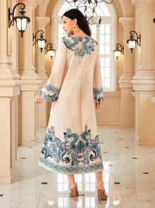 SHEIN Unity Paisley Print Tunic Dress - Apricot - View 2