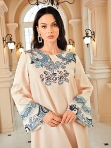 SHEIN Unity Paisley Print Tunic Dress - Apricot - View 7