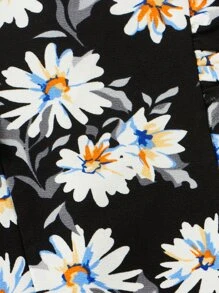 SHEIN 女孩印花荷葉邊上衣和前蝴蝶結長褲 - 彩色 - 查看 4