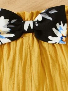 SHEIN 女孩印花荷葉邊上衣和前蝴蝶結長褲 - 彩色 - 查看 5