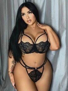 Set de lencería con encaje floral con aro - Negro - Ver 4