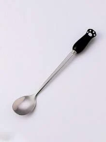 1pc Stainless Steel Spoon, Paw Pattern Dinner Spoon For Kitchen - Multicolor - View 3