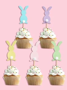 5入組/套紙蛋糕可愛兔子設計蛋糕裝飾用品適用於派對 - 彩色 - 查看 1
