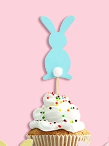 5入組/套紙蛋糕可愛兔子設計蛋糕裝飾用品適用於派對 - 彩色 - 查看 2