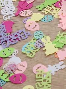 1pack Plastic Throwing Confetti, Modern Letter & Rabbit Shaped Throwing Confetti For Easter - Multicolor - View 2