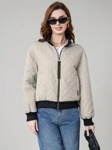 MIEGOFCE Women's Quilted Zipper Pocket Short Padded Coat - Beige - View 1