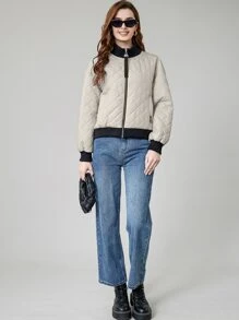 MIEGOFCE Women's Quilted Zipper Pocket Short Padded Coat - Beige - View 4