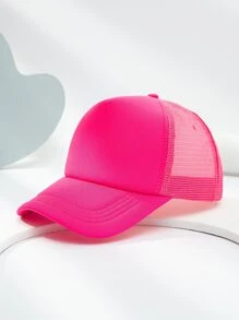 Solid Trucker Hat,Summer,Beach - Hot Pink - View 1