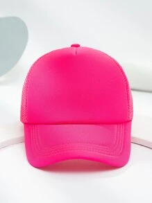 Solid Trucker Hat,Summer,Beach - Hot Pink - View 3