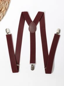 Men Minimalist Suspenders - Burgundy - View 12