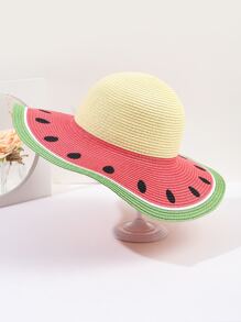 Watermelon Pattern Straw Hat - Multicolor - View 2