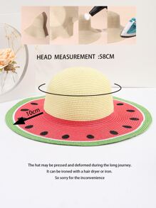 Watermelon Pattern Straw Hat - Multicolor - View 3