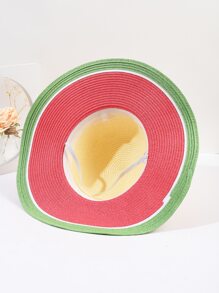 Watermelon Pattern Straw Hat - Multicolor - View 5