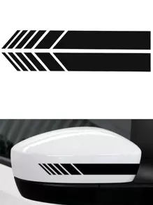 2pcs Striped Car Rearview Mirror Sticker - Black - View 4