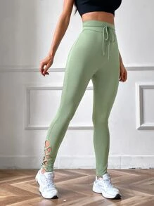 SHEIN Essnce 側邊十字交叉寬腰帶緊身打底褲