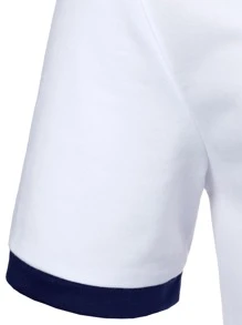 Manfinity Homme 男士條紋印花POLO衫 - 白色 - 查看 6