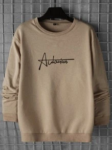 RueChic Men Letter Graphic Sweatshirt - Apricot - View 1