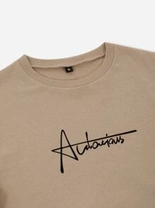 RueChic Men Letter Graphic Sweatshirt - Apricot - View 4
