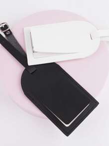 2pcs Metallic Slogan Graphic Luggage Tag for Honeymoon Travel Accessories - Black and White - View 4