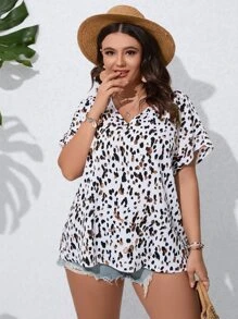 SHEIN LUNE Áo sơ mi Plus Size Tất cả trên in Giải trí - Nhiều màu - Xem 5