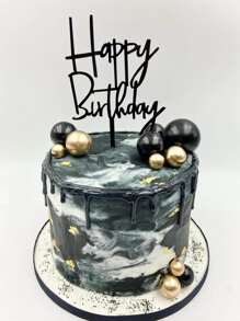 黑色亚克力创意蛋糕装饰插牌，甜点烘焙装饰品 - 黑色 - 查看 2