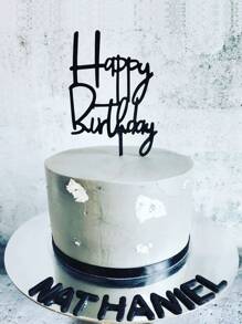 黑色亚克力创意蛋糕装饰插牌，甜点烘焙装饰品 - 黑色 - 查看 7