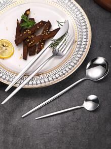 Bộ đồ ăn bằng thép không gỉ 4/16/24 chiếc, Bộ đồ ăn kiểu Tây Bồ Đào Nha, Thích hợp cho nhà hàng, tiệc cưới - Bạc - Xem 4