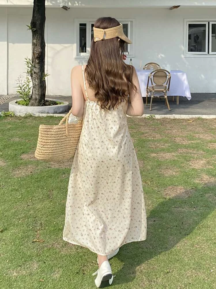 Ditsy Floral Cami Dress - Apricot - View 2