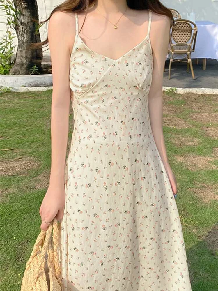 Ditsy Floral Cami Dress - Apricot - View 4