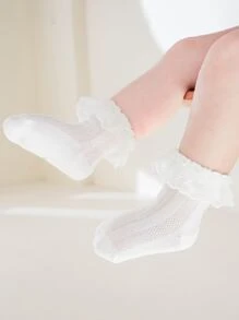 Baby Ruffle Trim Socks - White - View 1