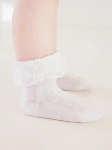 Baby Ruffle Trim Socks - White - View 3
