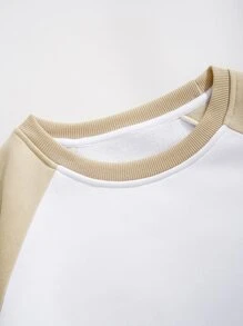 Hombres Sudadera de color combinado de manga raglán con forro térmico - Blanco - Ver 4