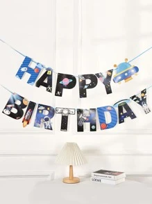 15 Cái/bộ Giấy Kéo Cờ Phi Hành Gia Hoa Văn Khẩu Hiệu Thiết Kế Treo Cờ Cho Tiệc Sinh Nhật - Nhiều màu - Xem 2