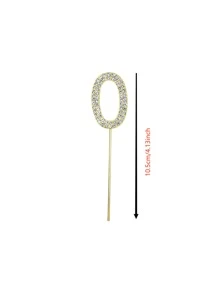 1入組鋅合金蛋糕裝飾水鑽數字設計派對蛋糕裝飾 - 金色 - 查看 3