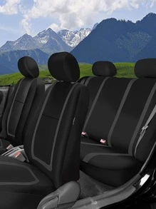 9入組撞色汽車座套套裝 - 灰色 - 查看 1