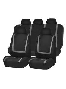 9入組撞色汽車座套套裝 - 灰色 - 查看 2