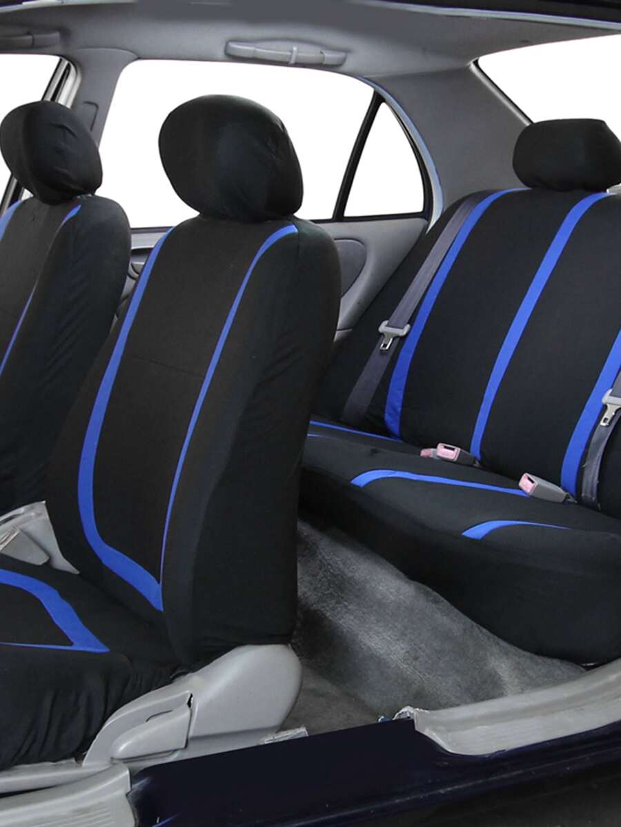 Bộ 9 Áo Bọc Ghế Ô Tô Hai Tông Màu - Màu xanh lam - Xem 1