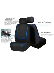 Bộ 9 Áo Bọc Ghế Ô Tô Hai Tông Màu - Màu xanh lam - Xem 5