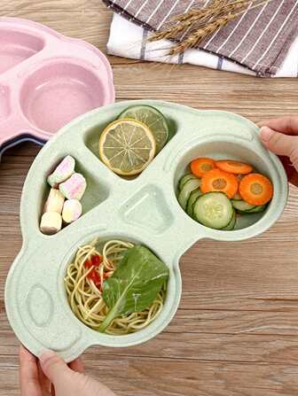 1入組PP盤子卡通綠色汽車形狀餐桌餐盤