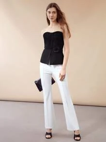 MOTF PREMIUM BELTED 3D FLOWER ROSETTE TUBE TOP - Black - View 8