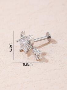 1pc Cubic Zirconia Star Decor Drop Earring - Silver - View 3